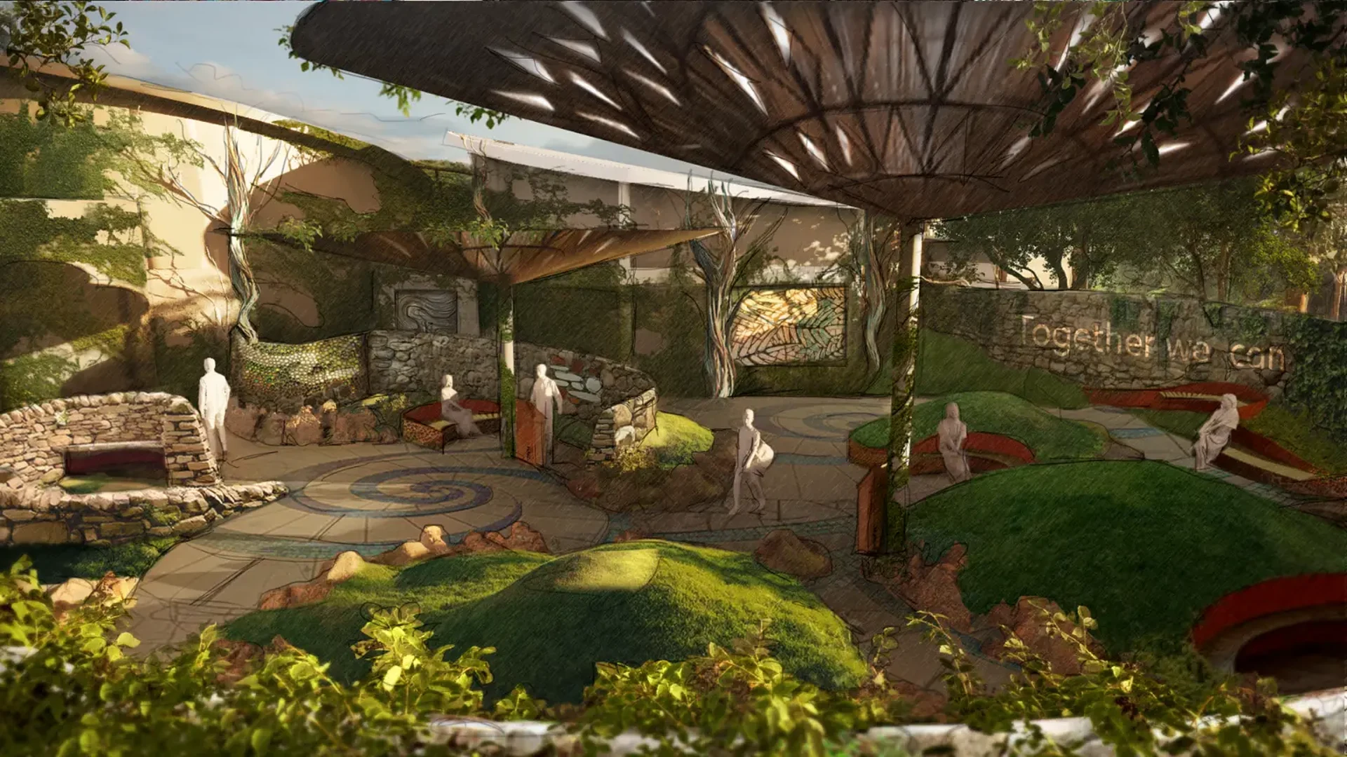 Jane Goodall Centre of Hope, Together We Can courtyard