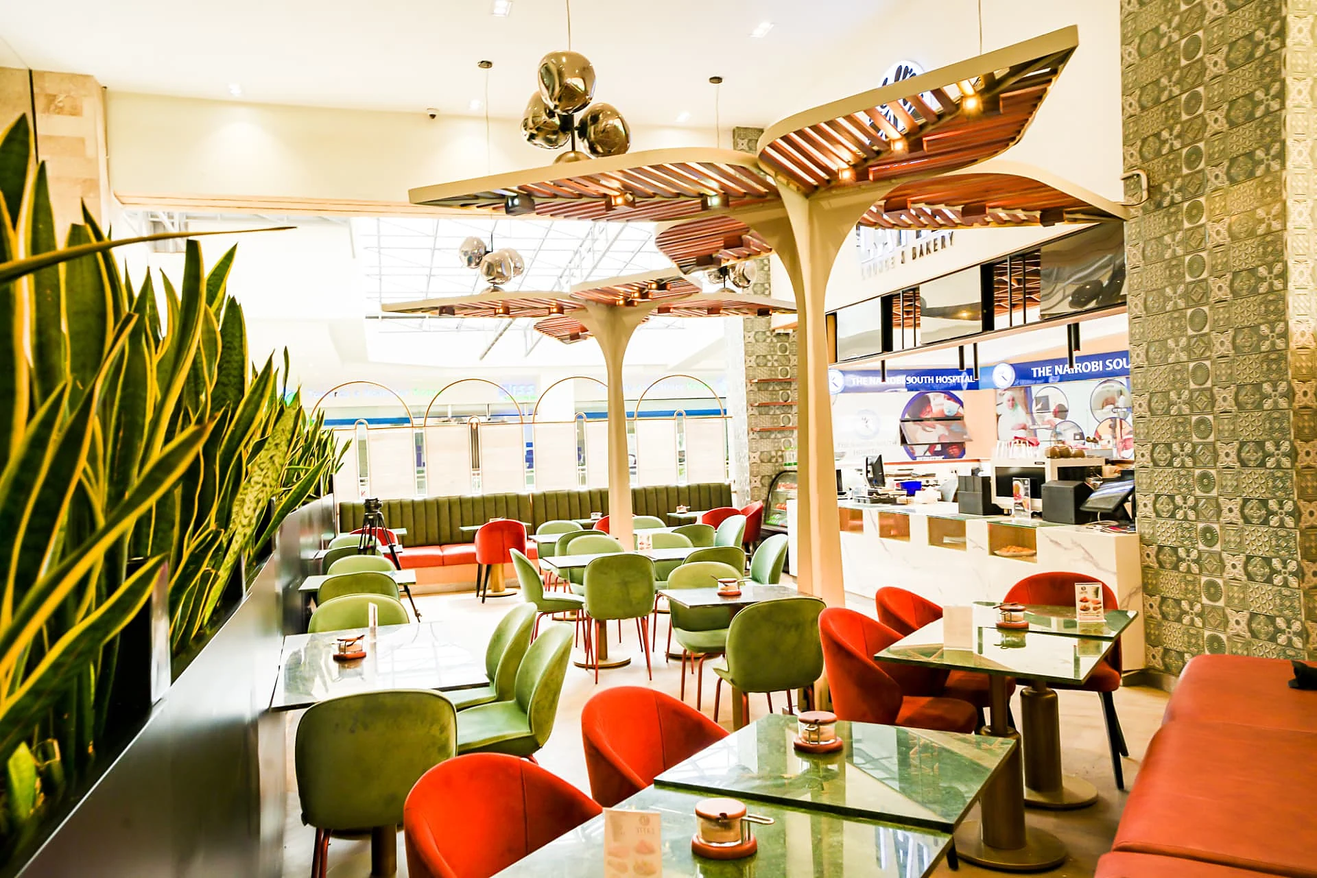 Wide view of Latte Lounge seating and service counter