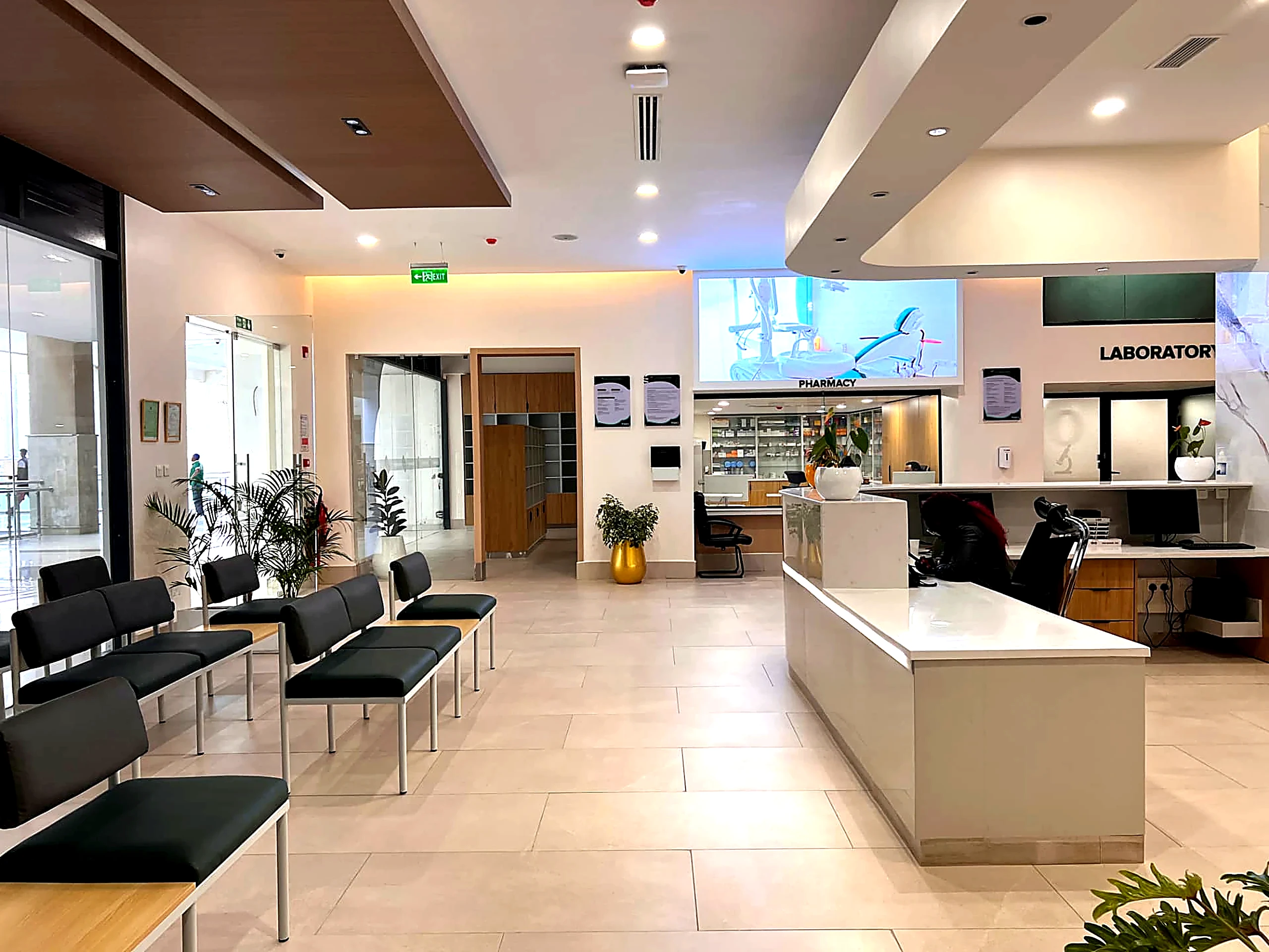 Legacy Hospitals pharmacy and laboratory counters with waiting seating