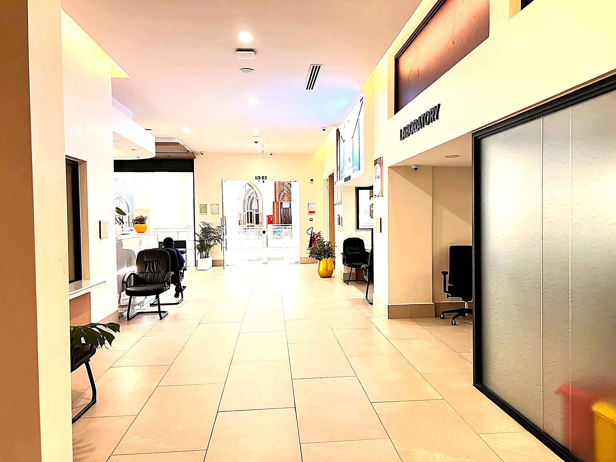Legacy Hospitals circulation corridor leading to the laboratory