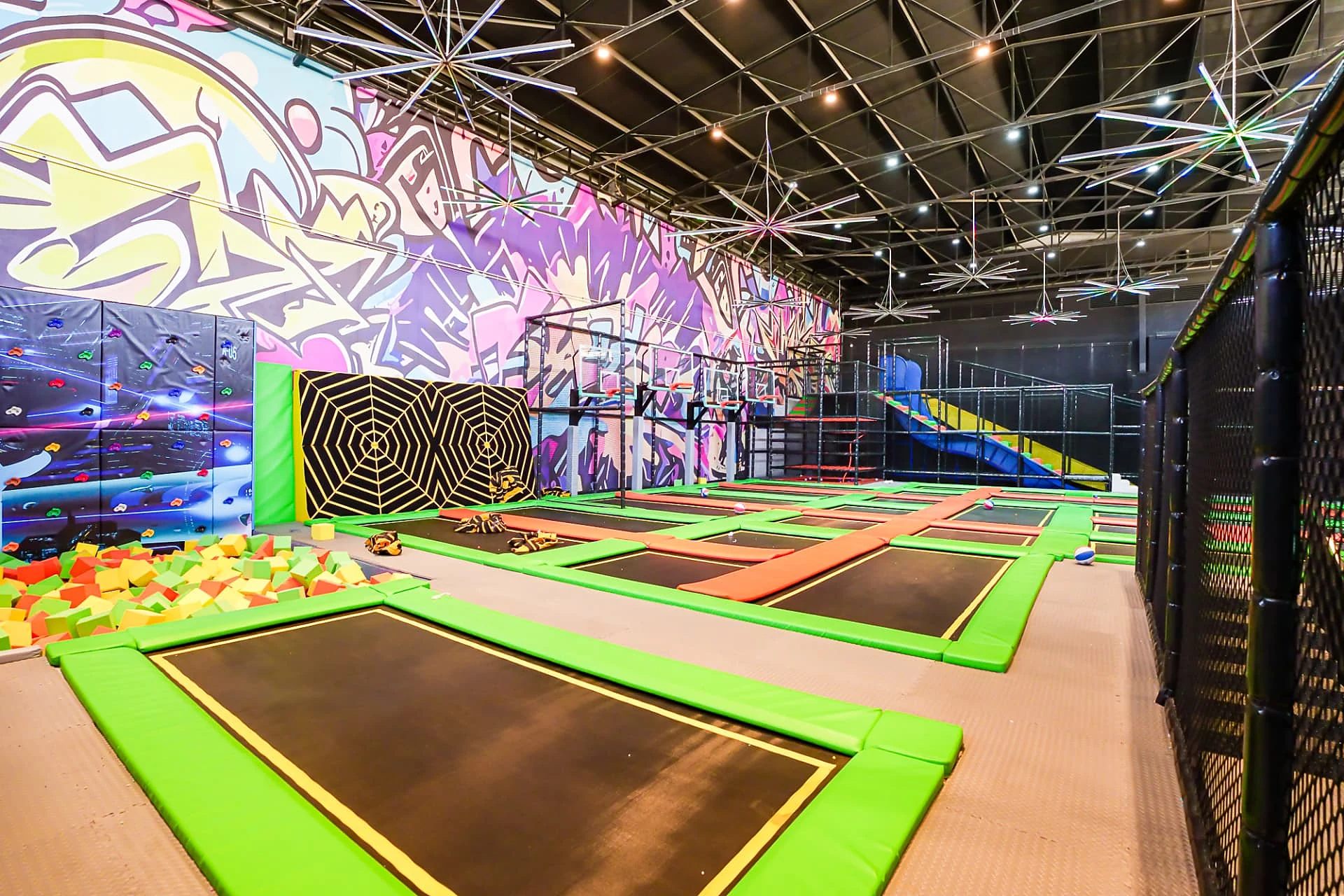 Star Jump trampoline park with foam pit and climbing wall